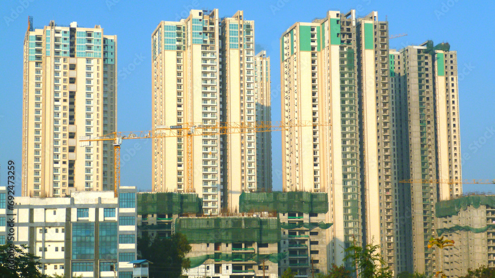 Under construction skyscrapers Hyderabad Telangana,India