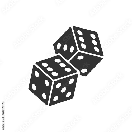 Game dice graphic icon. Two black dice sign isolated on white background. Vector illustration photo
