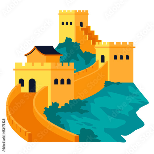 The great Wall of China - flat design style single isolated image