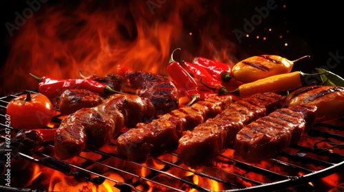 chicken hot bbq food illustration sausage pulled, steak burgers, kebabs wings chicken hot bbq food photo