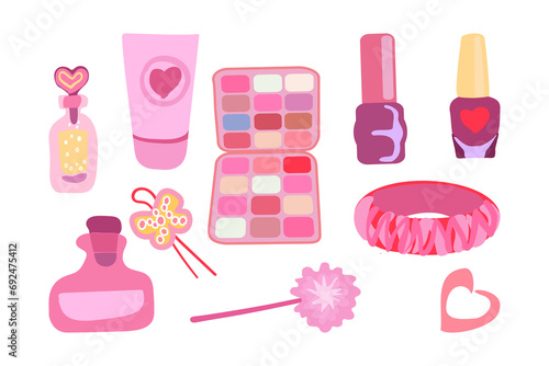 Obraz na plátně Pink cosmetics. Fashion trends. Vector illustration.