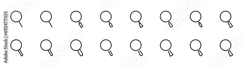 Loupe icon set. Magnifier line icon. Magnifying glass icon. Loupe icon. Editable stroke. Vector illustration.