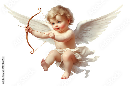 cupid flying and shooting his arrow illustration isolated on a transparent background