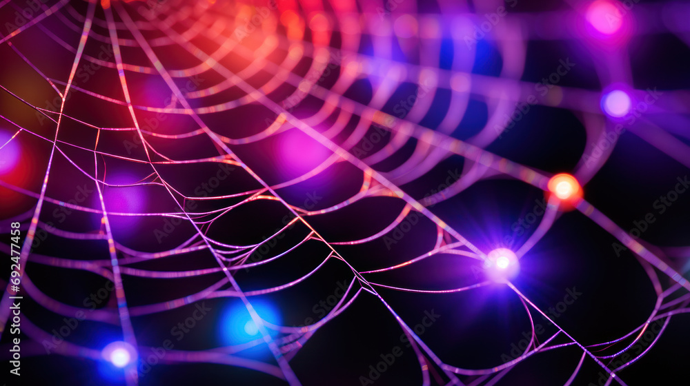 Spider web close-up, colorful background Spider web close-up, colorful background