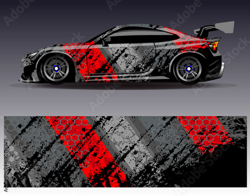 Car wrap design vector.Graphic abstract stripe racing background designs for vehicle, rally, race, adventure and car racing livery