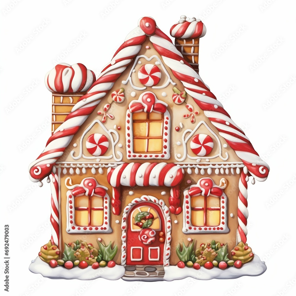 Festive Gingerbread House with Candy Decorations. Generative ai