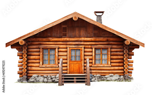 Log Cabin On Isolated Background
