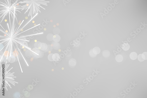 abstract group gray color background with bokeh light and fireworks glitter for anniversary season and happy new year festival countdown concept photo