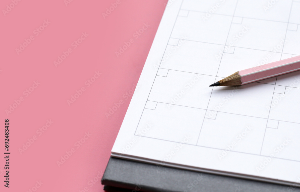 Calendar with pencil. Planning concept Calendar with pencil. Planning concept