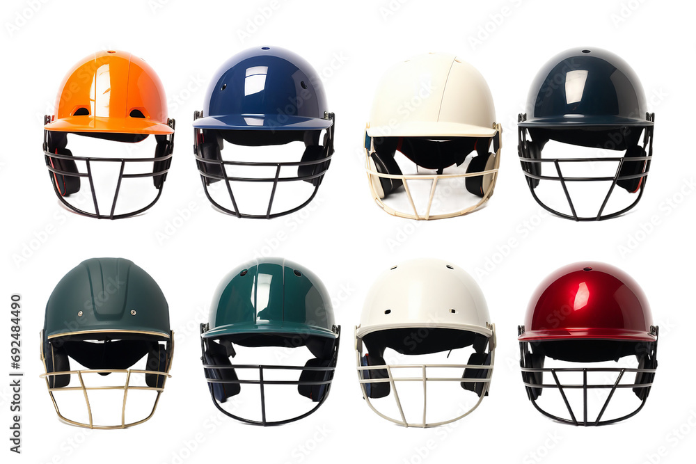 The Design Evolution of Cricket Helmets on Transparent Background, PNG