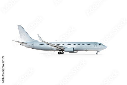 White passenger jet plane isolated