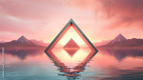 3d render abstract background with triangular geonet