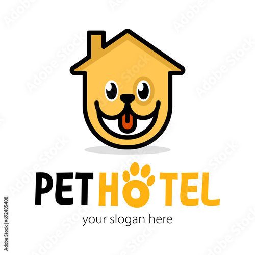 Dog or pet grooming and washing logo design template. Pet Care salon sign. Vector illustration.