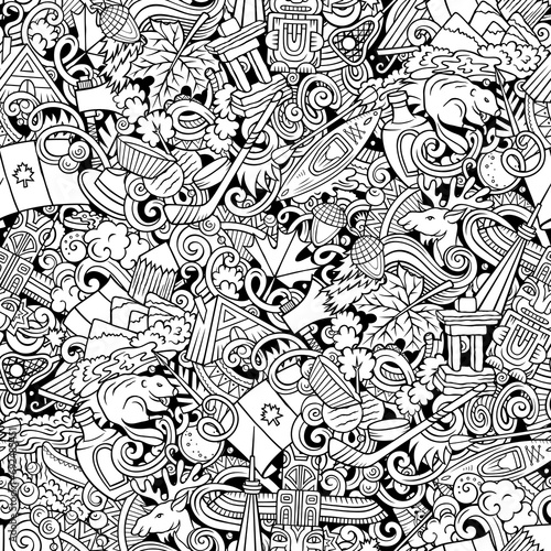 Cartoon doodles Canada seamless pattern