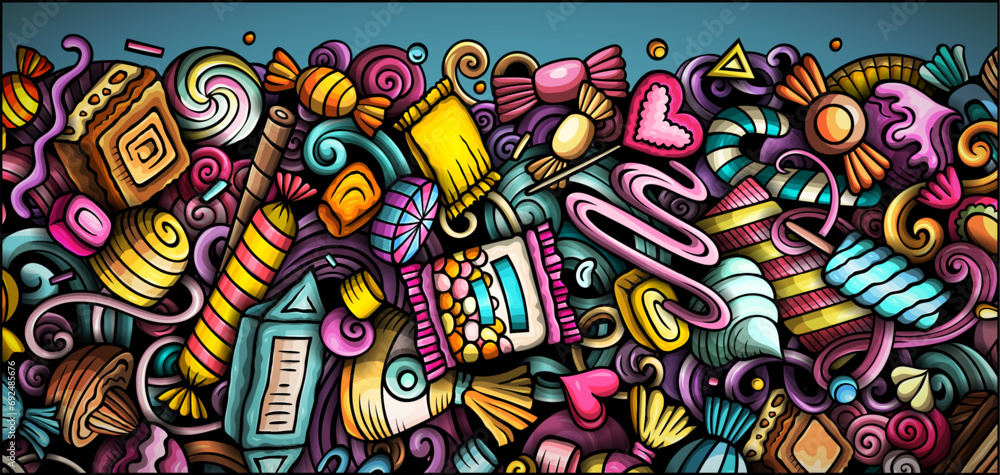 Cartoon vector doodle Candies banner design Cartoon vector doodle Candies banner design