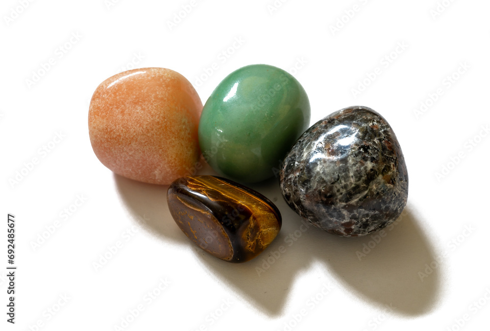 set of mineral stones on white background set of mineral stones on white background