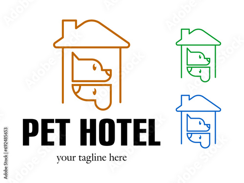 Dog or pet grooming and washing logo design template. Pet Care salon sign. Vector illustration.