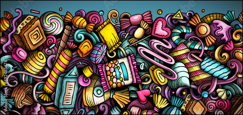 Cartoon vector doodle Candies banner design