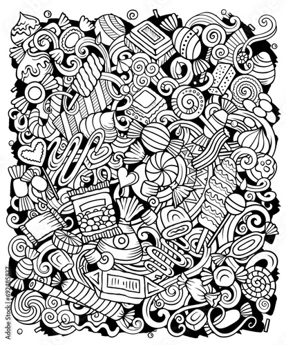 Sweet Candies cartoon vector doodle illustration.