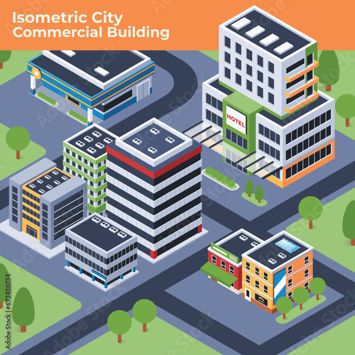 Isometric City Commercial Buildings