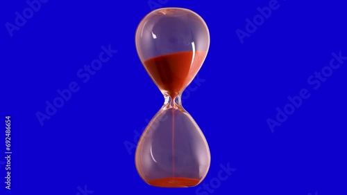 Hourglass blue background, 3 minutes, blue screen