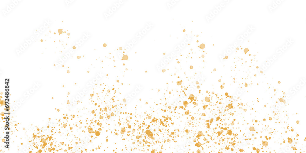 gold confetti scattered on a white background. It can be used as a background for invitations, cards, or any other celebratory design.