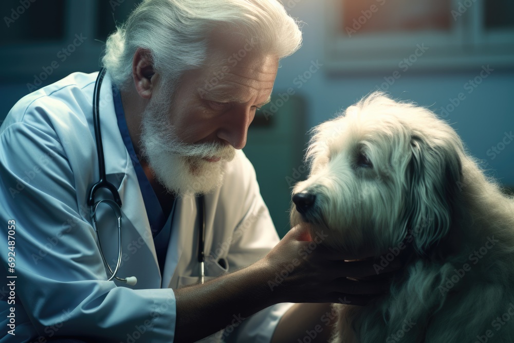 A veterinary doctor is examining a dog A veterinary doctor is examining a dog
