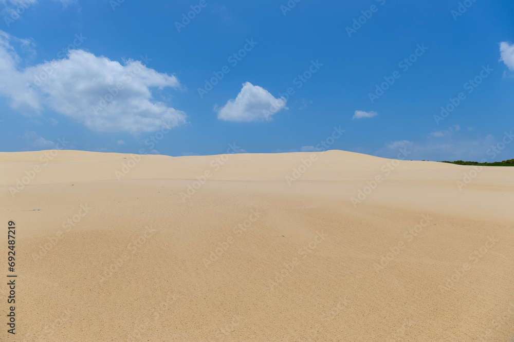 Sand dune and blue sky view.