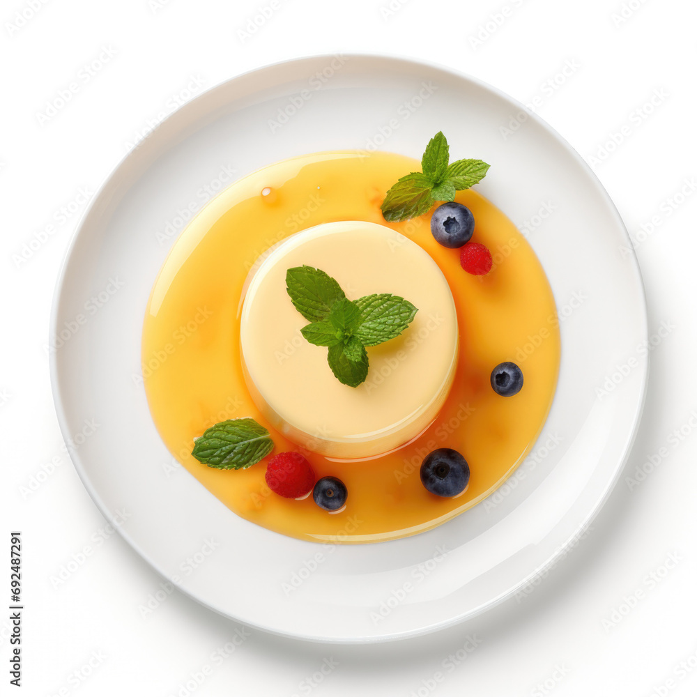 Delicious Plate of Panna Cotta Isolated on a Transparent Background Delicious Plate of Panna Cotta Isolated on a Transparent Background