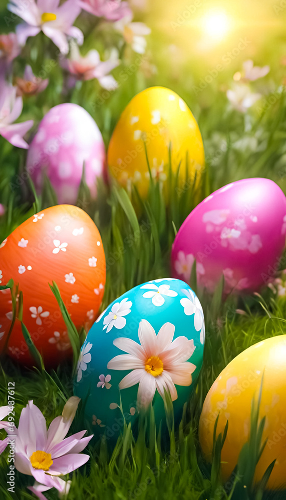 AI Generative illustration of a traditional Easter holiday design scene