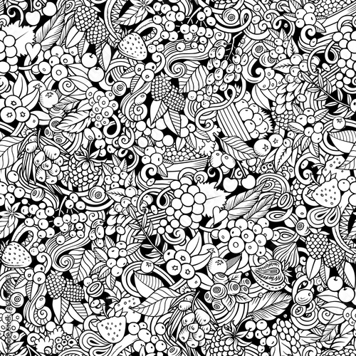 Cartoon doodles Berries seamless pattern