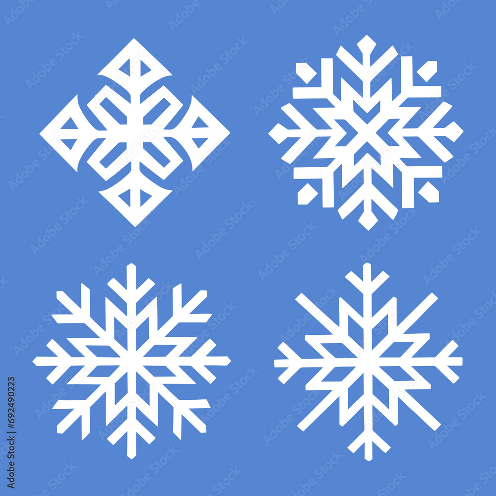 Symmetrical Snowflakes Set. Snowflake ornaments pack for poster, card, banner decoration