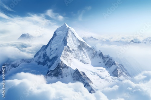 Wallpaper Mural Panoramic view of winter mountains. Mountain ski resort landscape on clear sunny day. Alpine mountains with white snow and blue sky. Winter vacation Torontodigital.ca