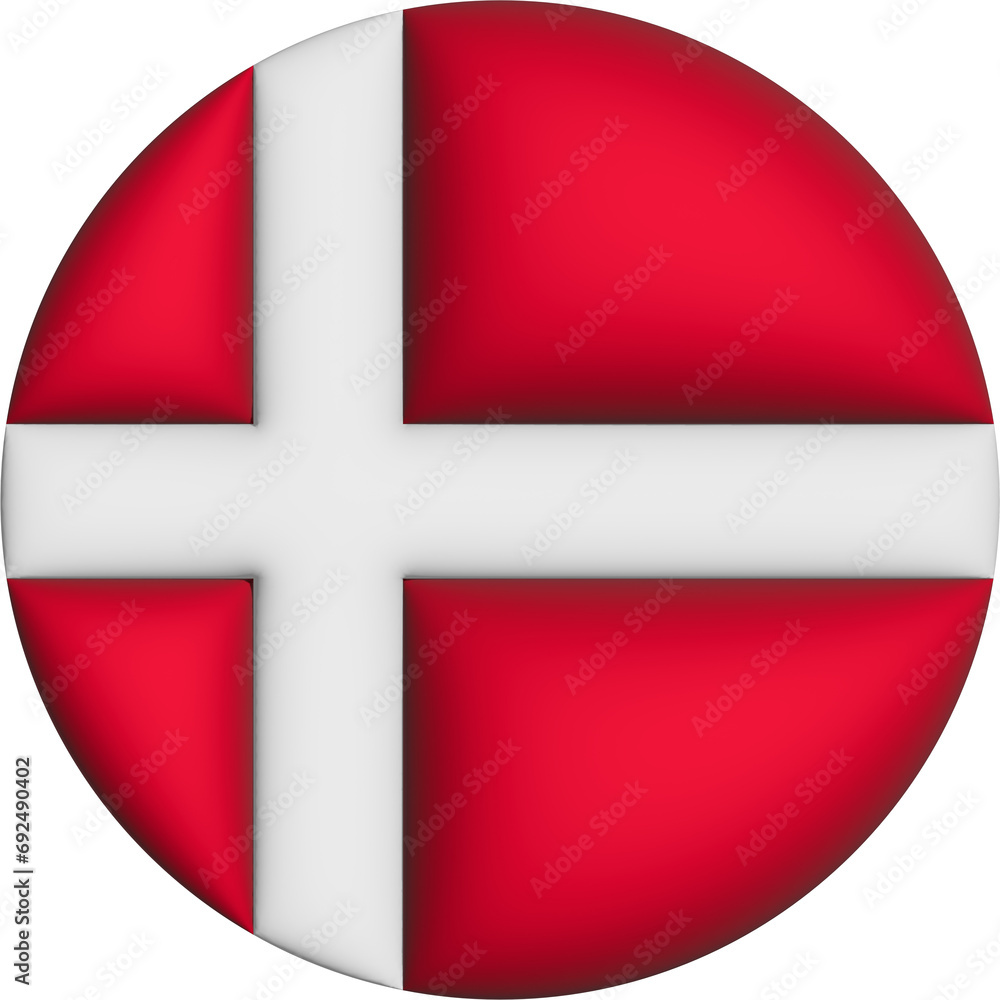 Fototapeta premium 3D Flag of Denmark on circle