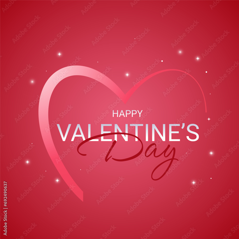 Abstract background with pink heart and Happy Valentine's Day greetings. Minimalistic design for Valentine's Day.