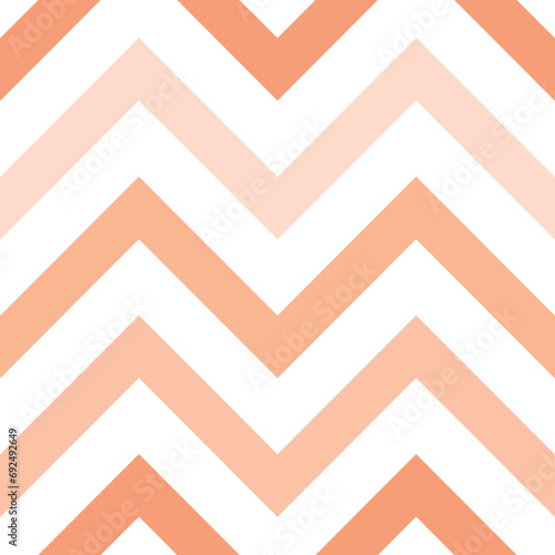 Seamless peach fuzz color zigzag pattern on white background. Color of the year 2024