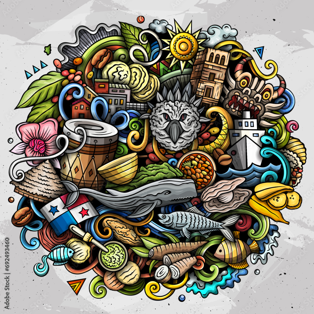 Naklejka premium Panama cartoon doodle illustration. Funny local design.