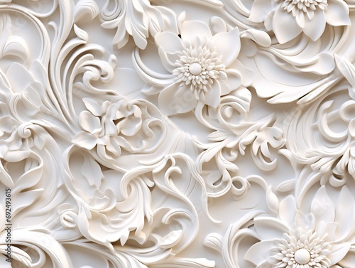 Seamless barocco scrollwork pattern venzel and whorl Royal vintage Victorian Gothic Rococo white background © Darcraft