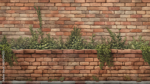 brickwall with grass photo