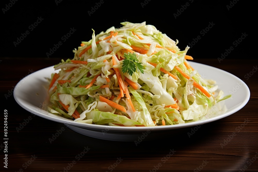 Coleslaw: Finely Shredded Cabbage Salad with Vinaigrette Dressing