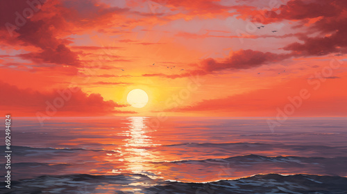 Breathtaking Ocean Sunset with Vivid Skies © LAJT