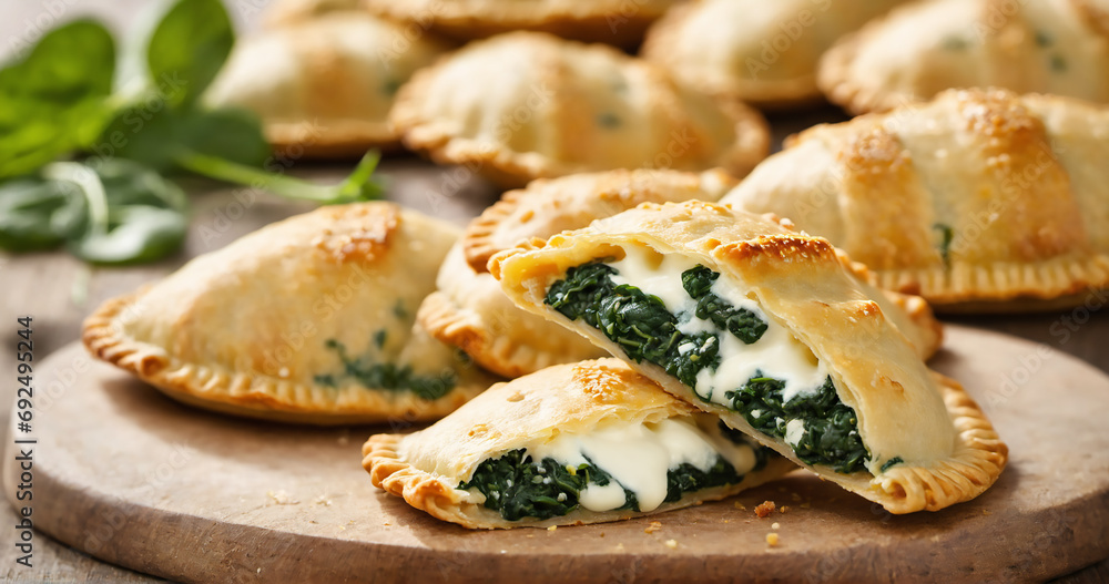 Fried empanadas with spinach cheese and cream by Generative AI
