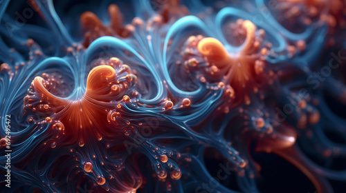 3d render abstract fractal background microbiologica