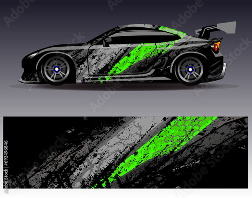 Car wrap design vector.Graphic abstract stripe racing background designs for vehicle, rally, race, adventure and car racing livery