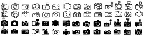 Camera icon vector set. Photo illustration sign collection. Photo studio symbol or logo.