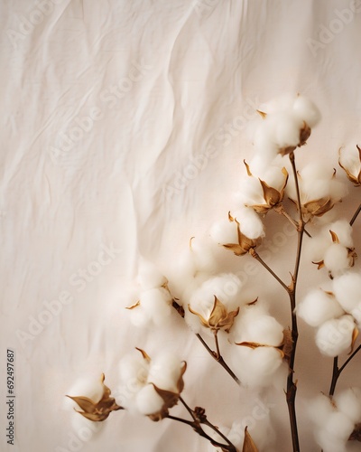 A serene and stylish vertical background featuring delicate cotton plants, perfect for ecofriendly and naturalthemed social media posts, exuding an air of elegance and environmental consciousness.