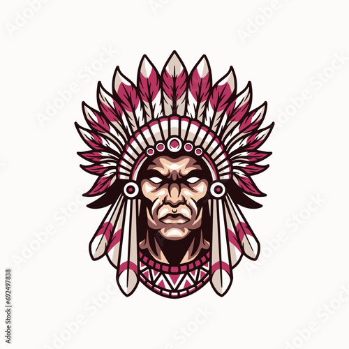 indian chief mascot logo design