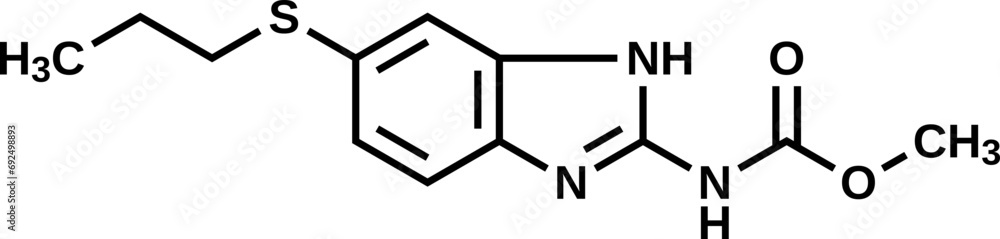 Albendazole structural formula, vector illustration Albendazole structural formula, vector illustration