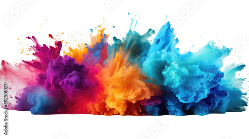 colorful vibrant holi paint splash powder explosion with bright colors isolated transparent background