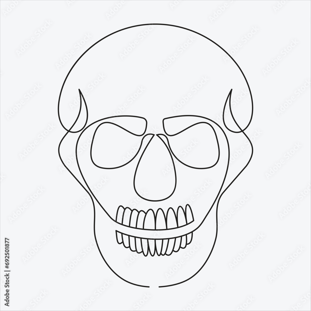 one line hand drawn skull outline vector illustration one line hand drawn skull outline vector illustration